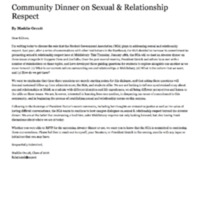 Campus Article: &quot;Community Dinner on Sexual &amp; Relationship Respect&quot;